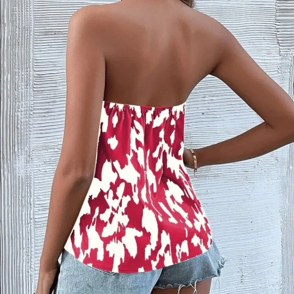 Boho leopard print open back halter top rust brown - Picture 6 of 16